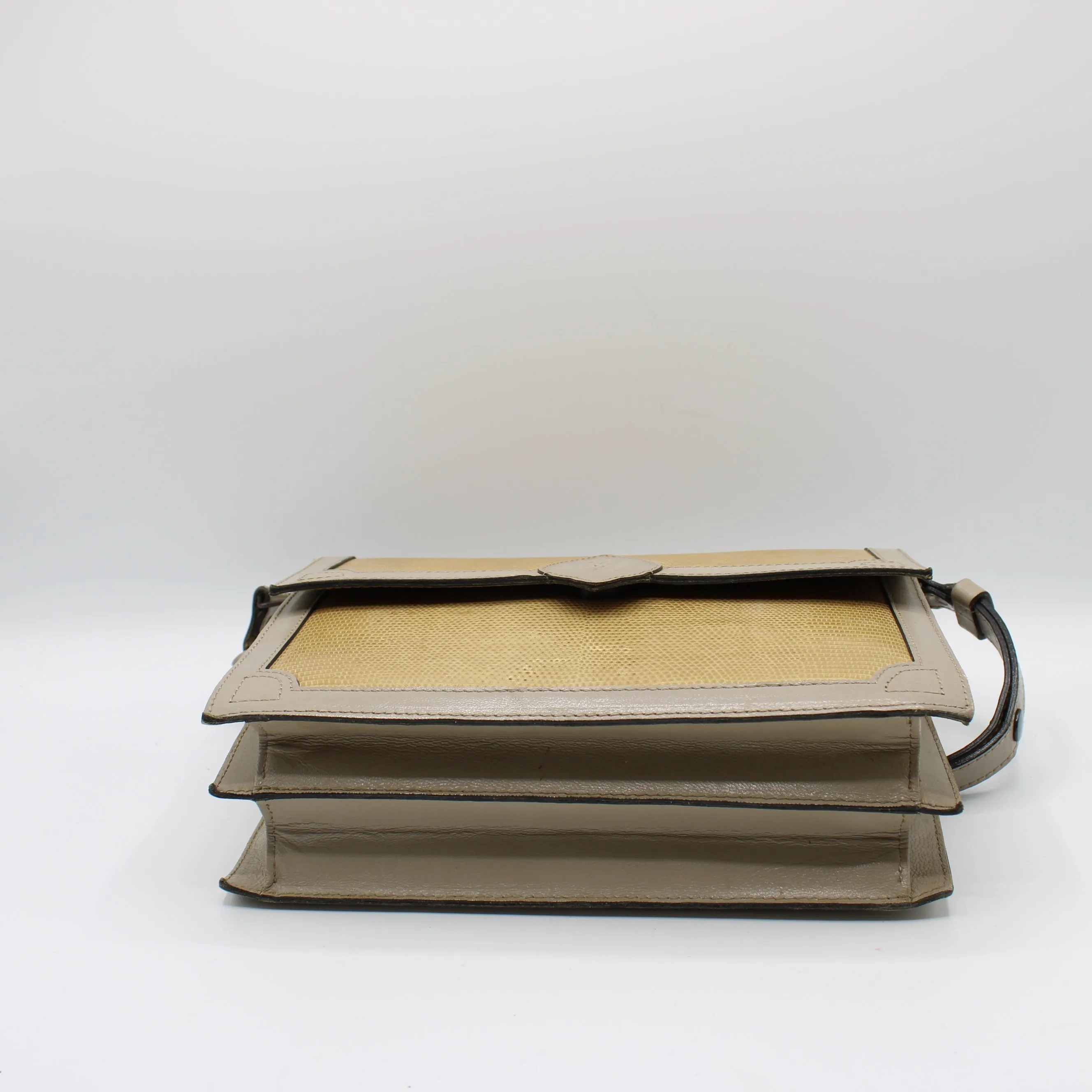 Yves Saint Laurent Beige Lizard Leather Shoulder Bag