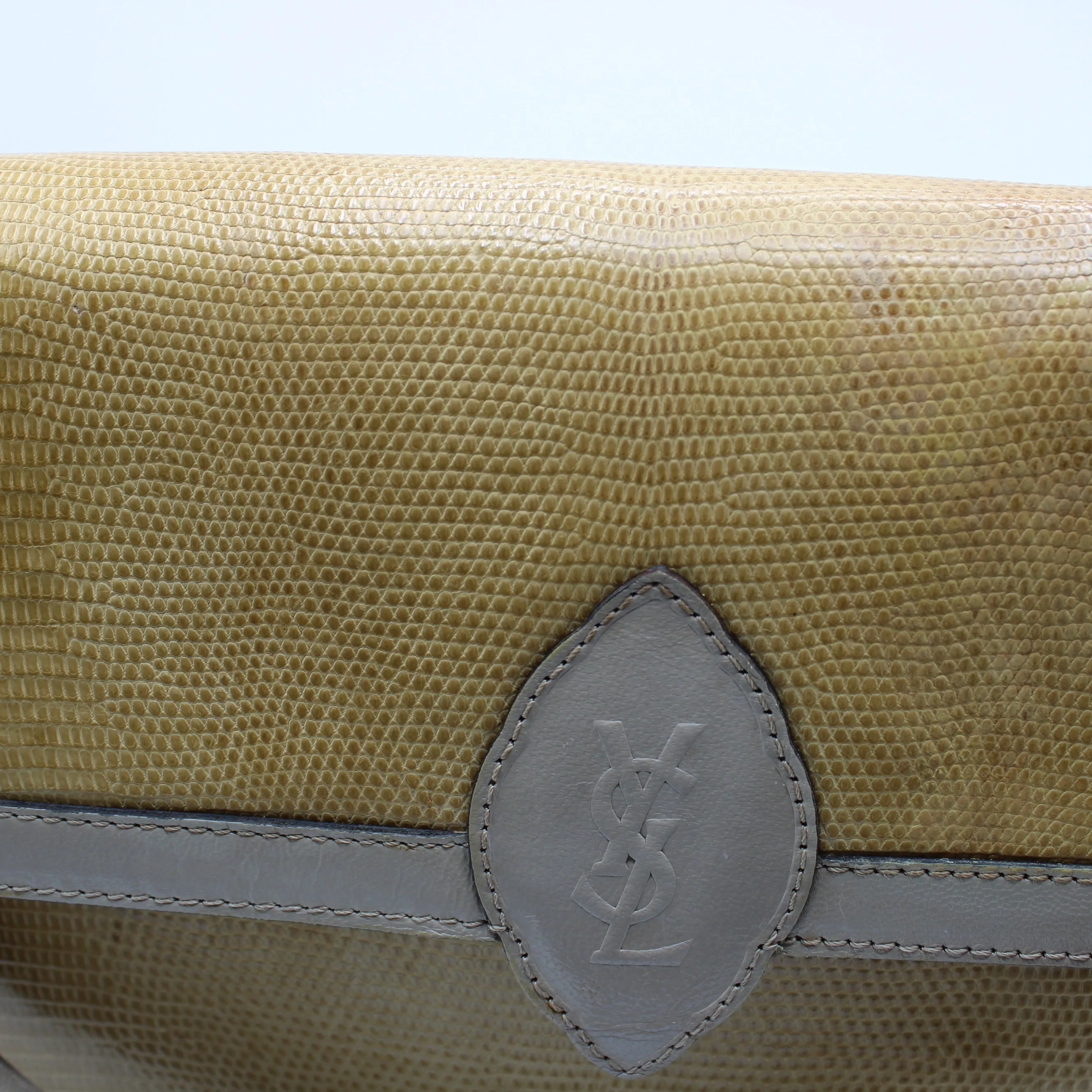 Yves Saint Laurent Beige Lizard Leather Shoulder Bag