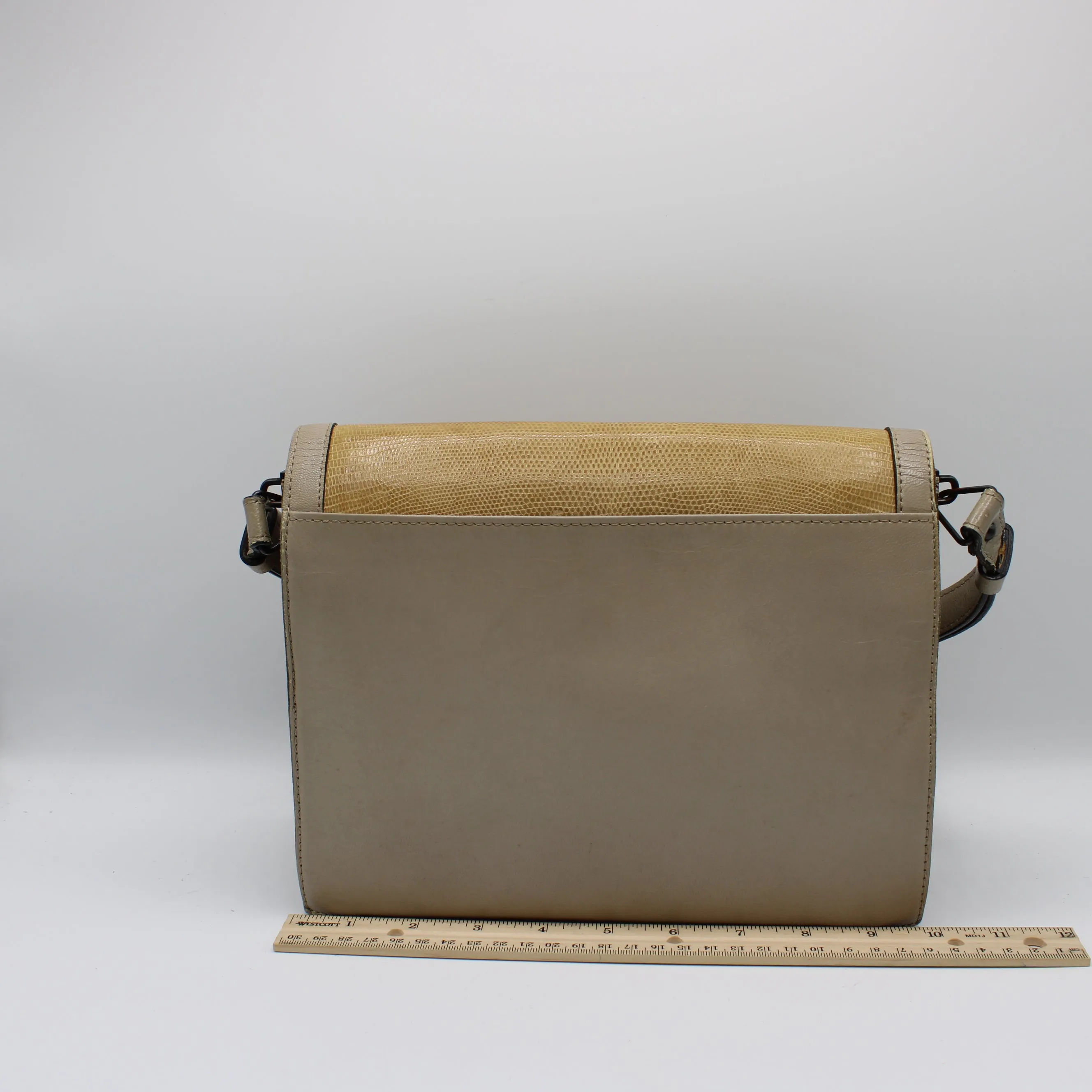 Yves Saint Laurent Beige Lizard Leather Shoulder Bag
