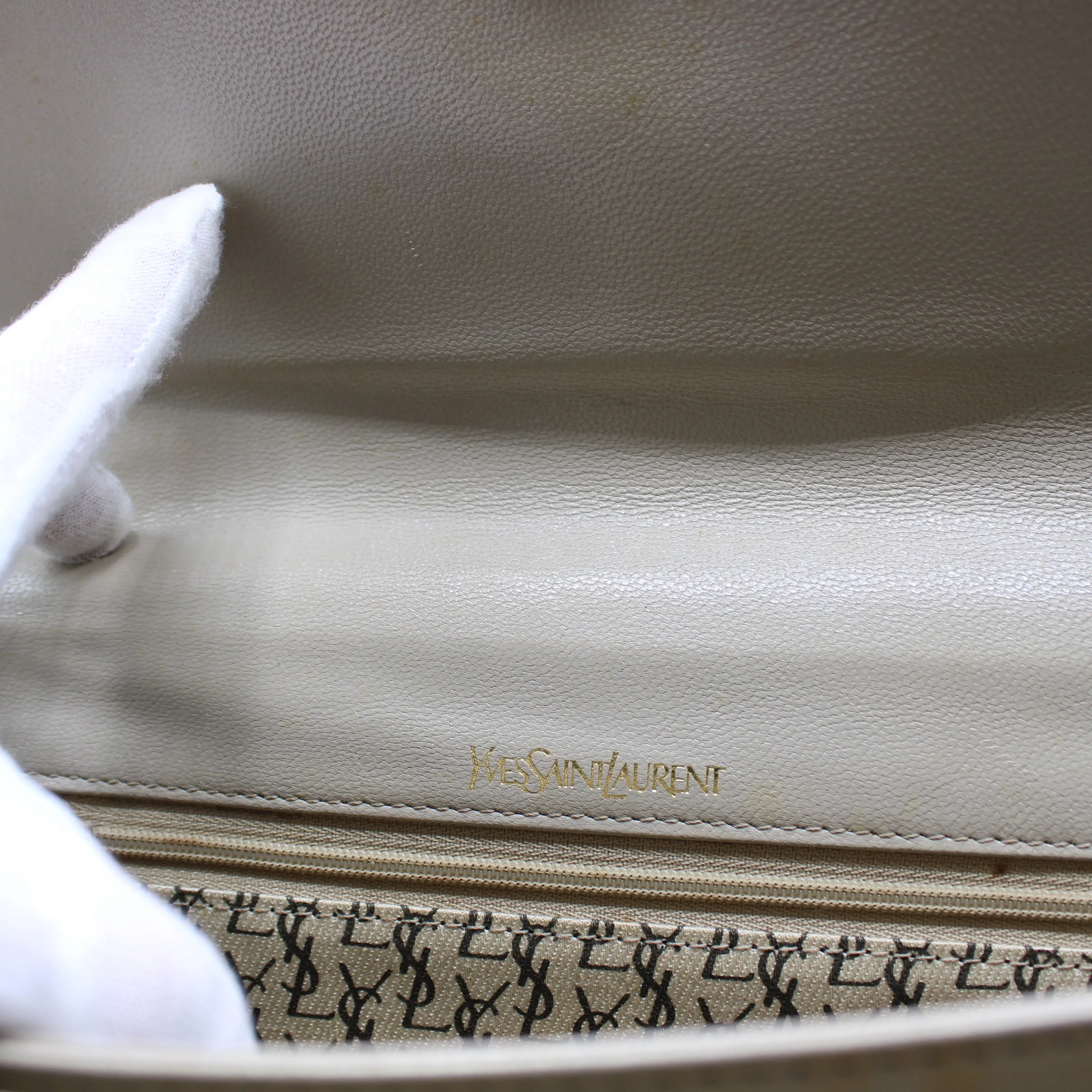 Yves Saint Laurent Beige Lizard Leather Shoulder Bag