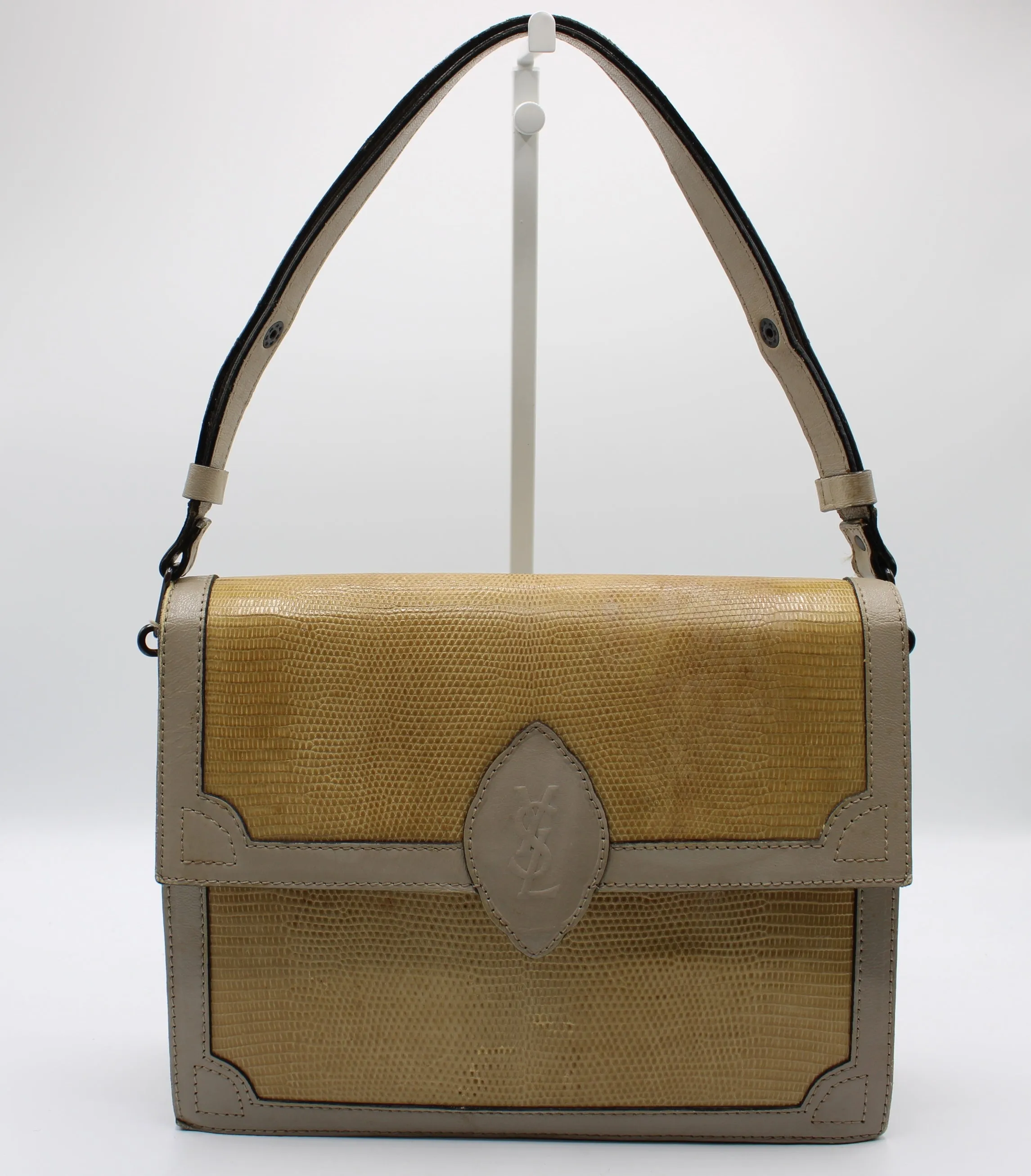 Yves Saint Laurent Beige Lizard Leather Shoulder Bag