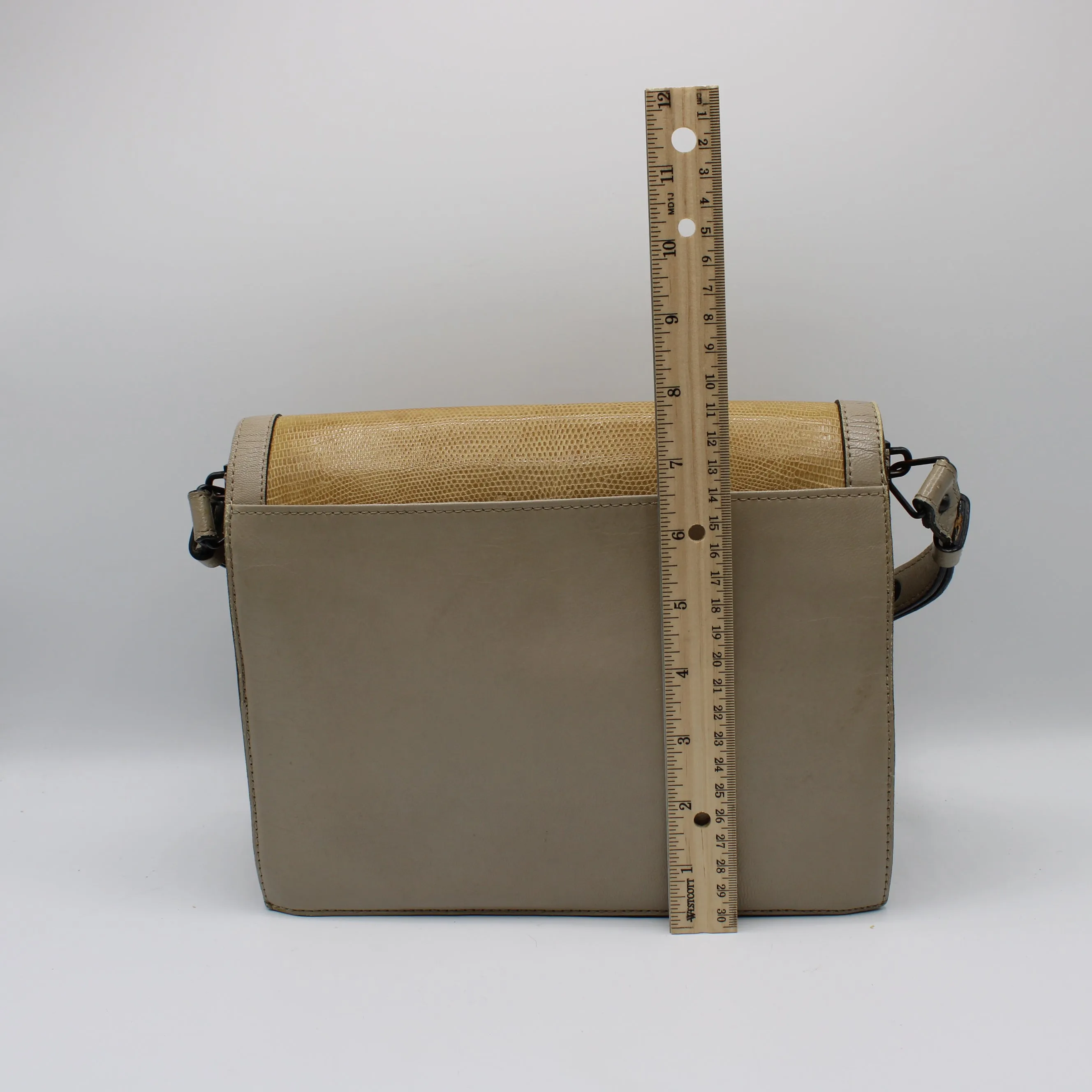 Yves Saint Laurent Beige Lizard Leather Shoulder Bag