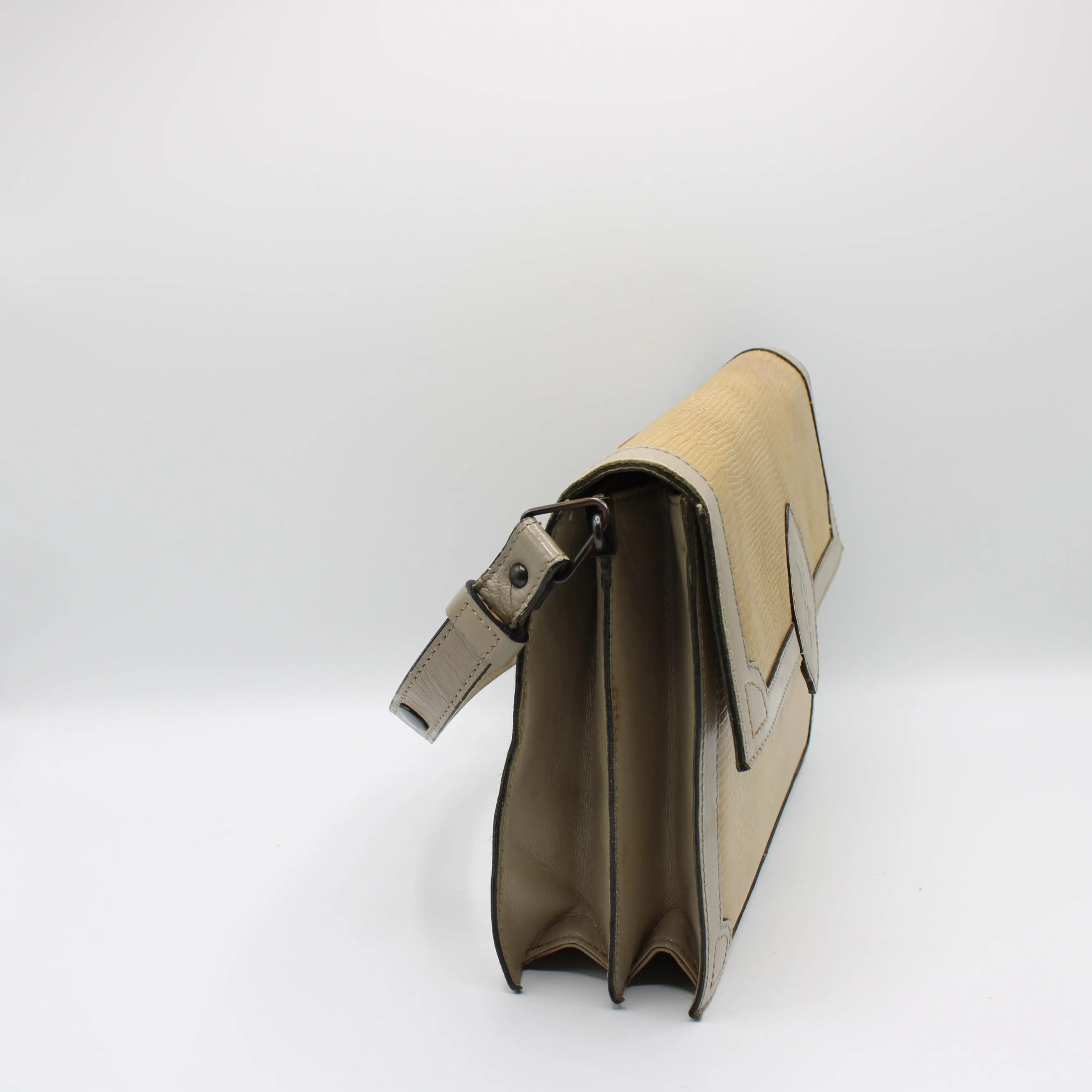Yves Saint Laurent Beige Lizard Leather Shoulder Bag