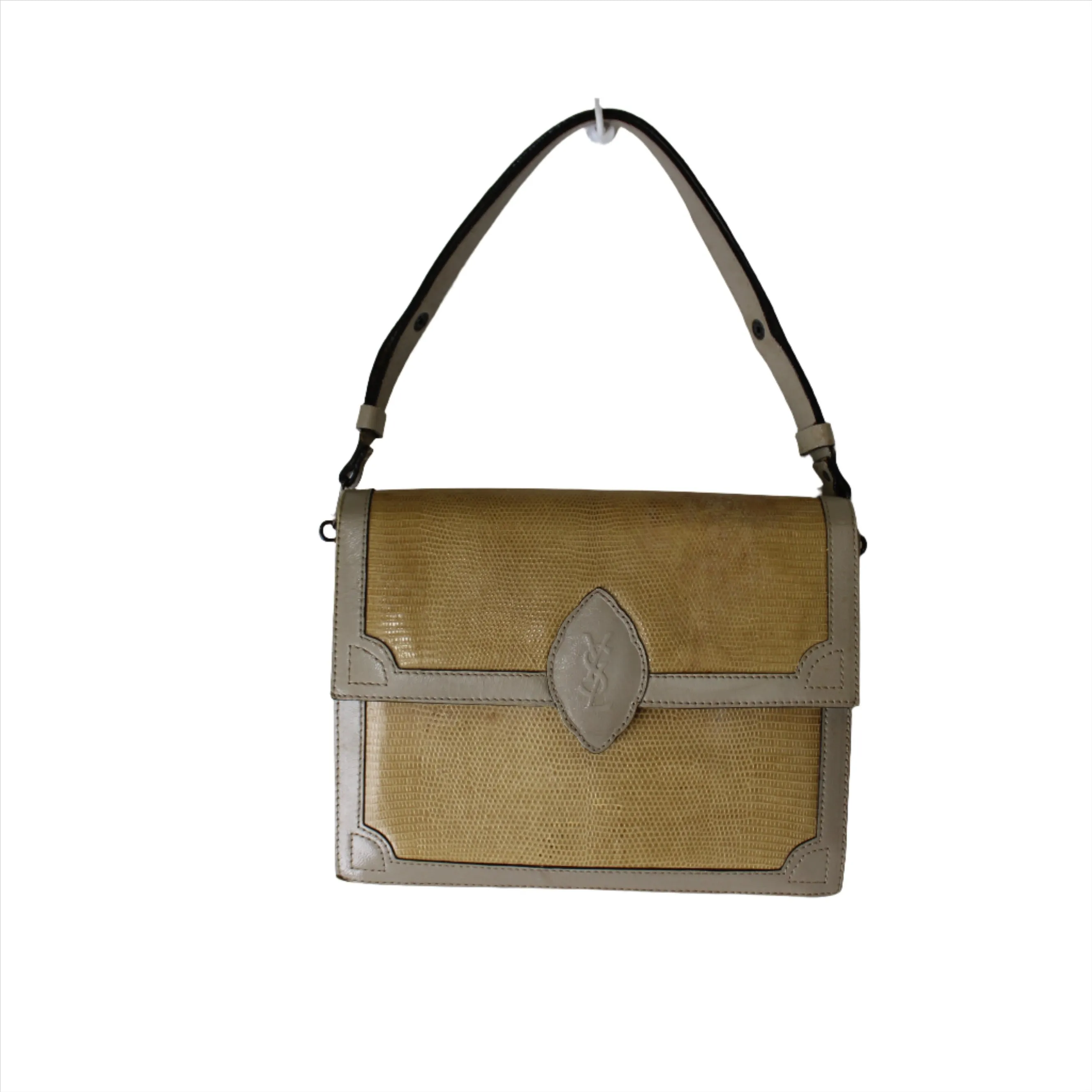 Yves Saint Laurent Beige Lizard Leather Shoulder Bag