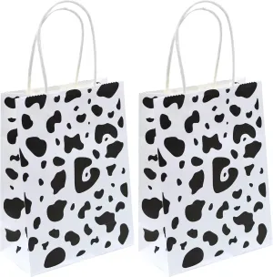 YYaaloa 30pcs Small Gift Bags with Handle Bulk 8.26 x 5.9 x 3.15 inch Cow Print White Party Favor Paper Shopping Bags for Kids Birthday Xmas Party Supplies (Small 30pcs)